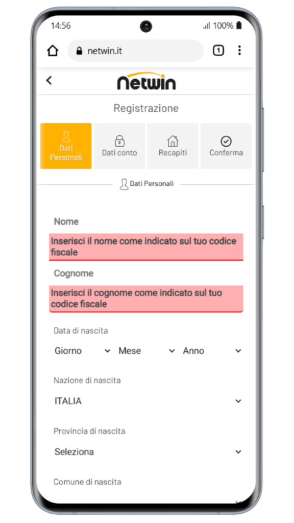 Registrazione e accesso al casinò netwin